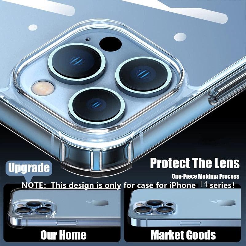 Simple Silicone Phone Case For iPhone 14 13 12 11 Pro Max Mini X XS XR 8 7 6s 6Plus Lens Protection Case Cover Thick Shockproof Soft Flexible Full Protection Shock Proof Back Cover for iPhone