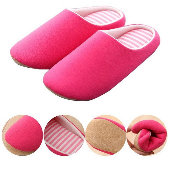 Simple Solid Soft Plush Slippers For Men And Women Winter Warm Indoor Non-slip Slippers Shoes Comfortable Memory Foam Slippers For Women's And Men's Casual House Shoes