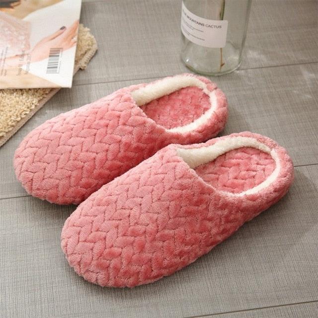 Simple Solid Soft Plush Slippers For Men And Women Winter Warm Indoor Non-slip Slippers Shoes Comfortable Memory Foam Slippers For Women's And Men's Casual House Shoes