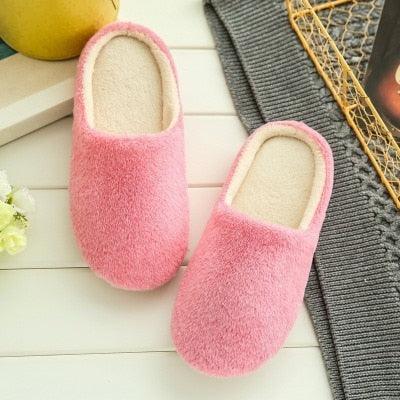 Simple Solid Soft Plush Slippers For Men And Women Winter Warm Indoor Non-slip Slippers Shoes Comfortable Memory Foam Slippers For Women's And Men's Casual House Shoes