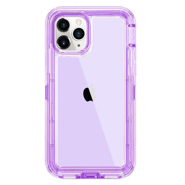 Simple Transparent White iPhone 11 12 13 Pro Max Phone Case MINI XR XS X XSMAX SE 6 7 8 Plus Transparent Shockproof Armor Glossy Case Phone Cover Heavy Duty Protective Dual Layer Shockproof Case with Hard Bumper Soft  Back