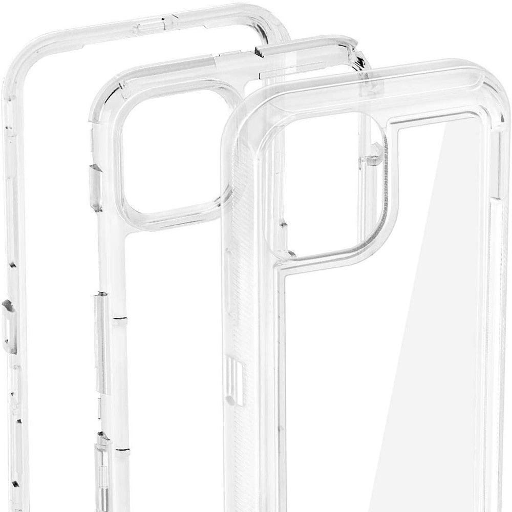 Simple Transparent White iPhone 11 12 13 Pro Max Phone Case MINI XR XS X XSMAX SE 6 7 8 Plus Transparent Shockproof Armor Glossy Case Phone Cover Heavy Duty Protective Dual Layer Shockproof Case with Hard Bumper Soft  Back