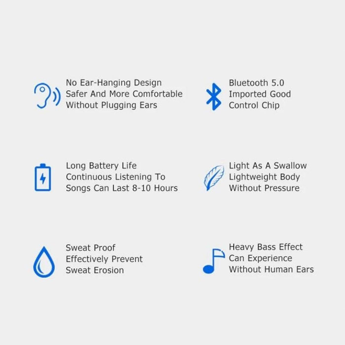 Single-Ear Sports Waterproof Car Earphone Ultra Standby Bluetooth-Compatible Headset Bone Conduction Ear Hook Headphone Sports Headphones Wired Gaming Earbuds Monitor Earphones with Mic, Stereo Sound Volume Control and Detachable Microphone