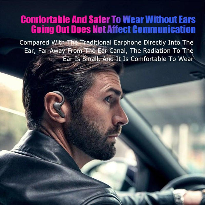 Single-Ear Sports Waterproof Car Earphone Ultra Standby Bluetooth-Compatible Headset Bone Conduction Ear Hook Headphone Sports Headphones Wired Gaming Earbuds Monitor Earphones with Mic, Stereo Sound Volume Control and Detachable Microphone