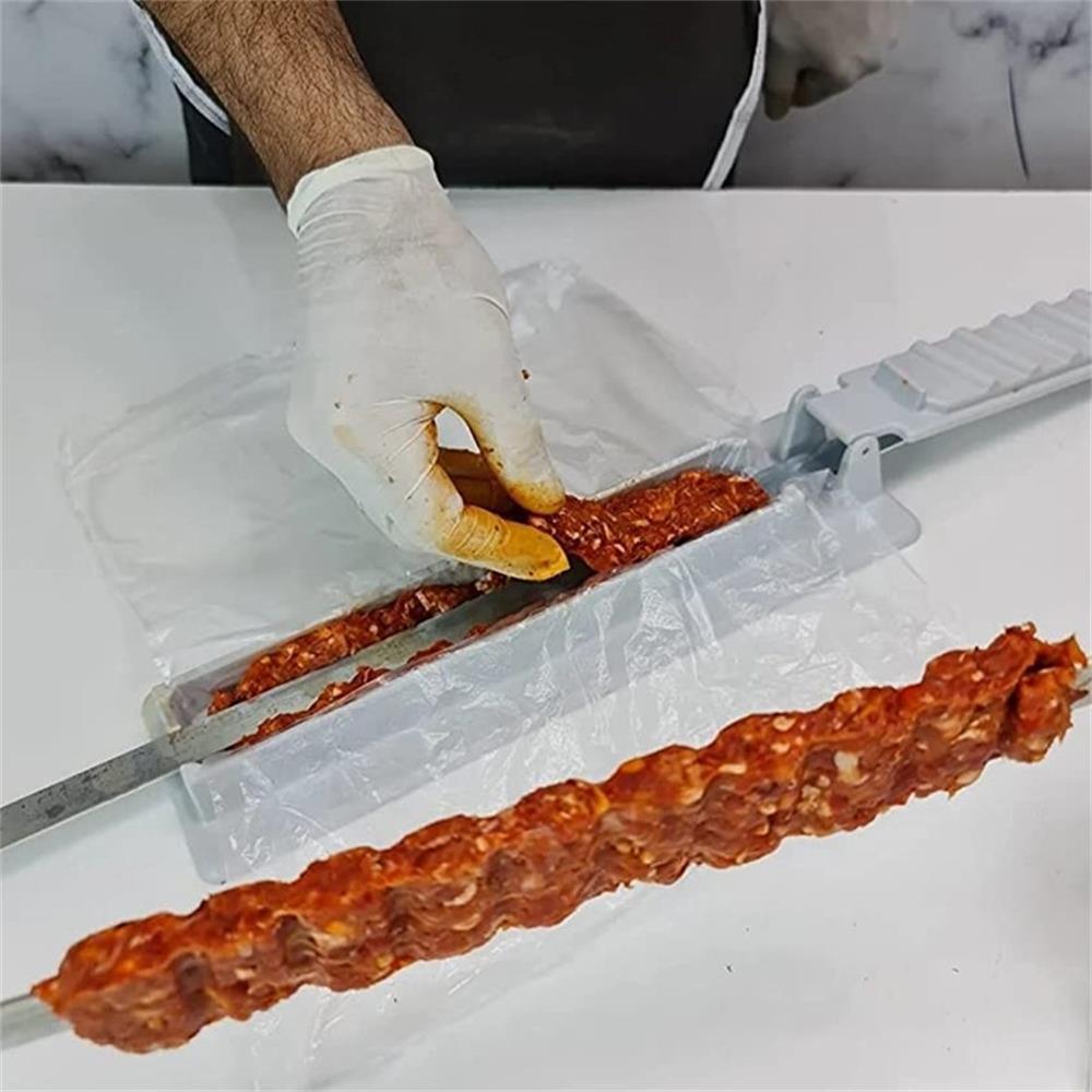 Single Row Kebab Maker BBQ Meat Skewer Machine Kebab Press Maker Reusable Plastic BBQ Skewer Maker Kebab Preparation BBQ Tool Barbecue Skewers Kebab Maker Simple Operation Barbecue Tool for Outdoor Grilling Barbecue