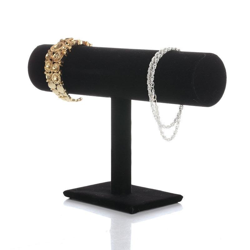 Single Tier Velvet Bracelet Chain Watch T-Bar Rack Jewelry Hard Display Stand Holder Jewelry Organizer High Quality Display Stand Jewelry Display Stand Pendant Jewelry Holder For Watch Bracelets