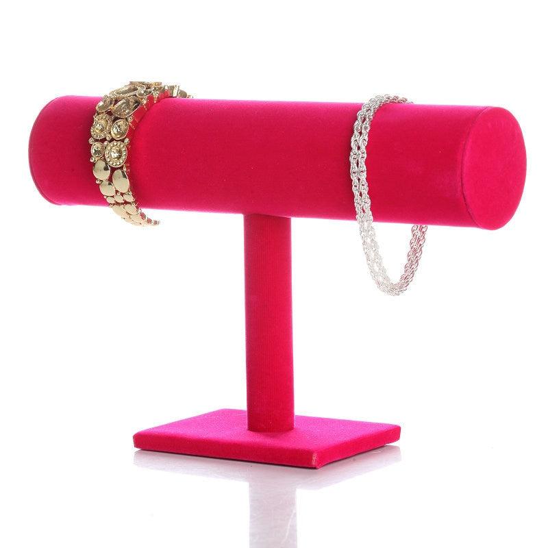 Single Tier Velvet Bracelet Chain Watch T-Bar Rack Jewelry Hard Display Stand Holder Jewelry Organizer High Quality Display Stand Jewelry Display Stand Pendant Jewelry Holder For Watch Bracelets