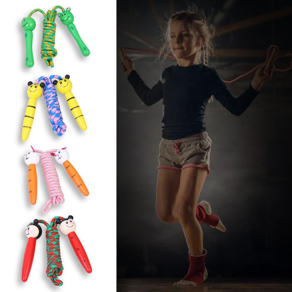 Skipping Rope With Wooden Handles Braided Tangle-Free Cable Skipping Rope For Fun And Fitness Jumping Rope For Kids Youth Beginners Jump Ropes Toys Wooden Handle Cotton Ropes Cute Animals Jump Rope