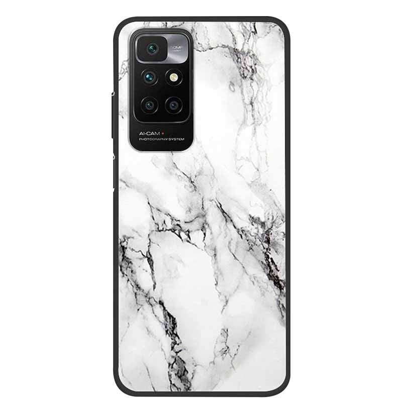 Slim Silicone Matte Phone Cases Thin Gel Back Cover Shockproof For Xiaomi Redmi 10 Case Marble Soft Silicone Back Case for Xiomi Redmi 10 Phone Cover Redmi10 Prime 2022