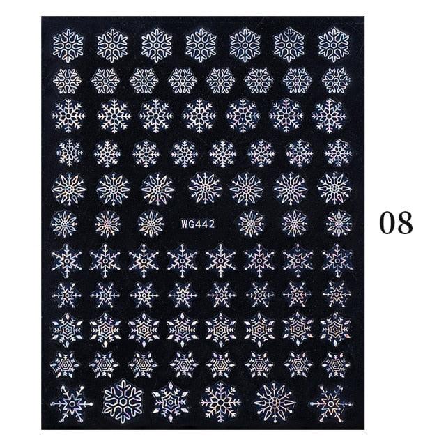 Sliver Bronzing Christmas Slider Nail Art 3D Decals Decoration Snowflake Nail Art Sticker Manicures Transfer Foil Xmas Gift  Nails Snowflake Nail Art Stickers Decals Christmas Nail 3D Self Adhesive Nail Stickers for Acrylic Nails Snowflake