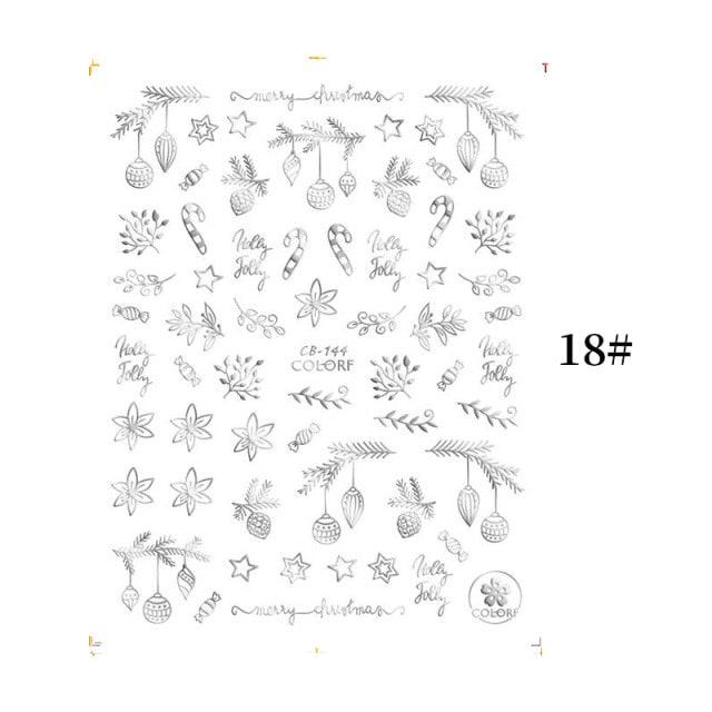 Sliver Bronzing Christmas Slider Nail Art 3D Decals Decoration Snowflake Nail Art Sticker Manicures Transfer Foil Xmas Gift  Nails Snowflake Nail Art Stickers Decals Christmas Nail 3D Self Adhesive Nail Stickers for Acrylic Nails Snowflake