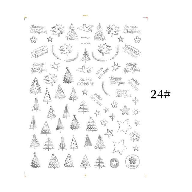 Sliver Bronzing Christmas Slider Nail Art 3D Decals Decoration Snowflake Nail Art Sticker Manicures Transfer Foil Xmas Gift  Nails Snowflake Nail Art Stickers Decals Christmas Nail 3D Self Adhesive Nail Stickers for Acrylic Nails Snowflake