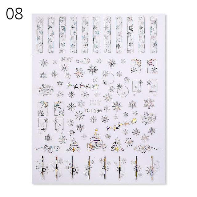 Sliver Bronzing Christmas Slider Nail Art 3D Decals Decoration Snowflake Nail Art Sticker Manicures Transfer Foil Xmas Gift  Nails Snowflake Nail Art Stickers Decals Christmas Nail 3D Self Adhesive Nail Stickers for Acrylic Nails Snowflake