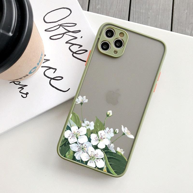 Small Floral Flower Phone Case For iPhone 6s 7 8 Plus SE 2 11 12 13 Pro Max X XS MAX XR Hard Matte Shockproof Cover Shell Protective Cute Cool Phone Case Designed for iPhone