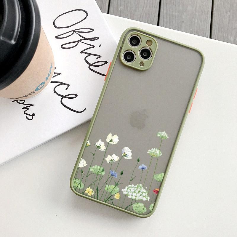 Small Floral Flower Phone Case For iPhone 6s 7 8 Plus SE 2 11 12 13 Pro Max X XS MAX XR Hard Matte Shockproof Cover Shell Protective Cute Cool Phone Case Designed for iPhone