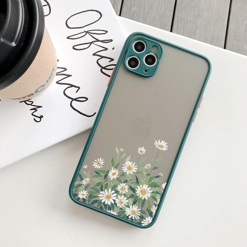 Small Floral Flower Phone Case For iPhone 6s 7 8 Plus SE 2 11 12 13 Pro Max X XS MAX XR Hard Matte Shockproof Cover Shell Protective Cute Cool Phone Case Designed for iPhone