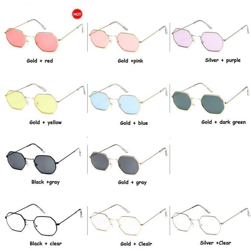 Small Frame Sunglasses For Women Small Square Polarized Sunglasses for Men and Women Polygon Mirrored Retro Shape Metal Design Sun Glasses for Men New Fashionable Ocean Lens