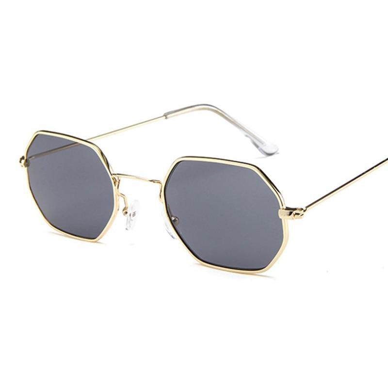 Small Frame Sunglasses For Women Small Square Polarized Sunglasses for Men and Women Polygon Mirrored Retro Shape Metal Design Sun Glasses for Men New Fashionable Ocean Lens