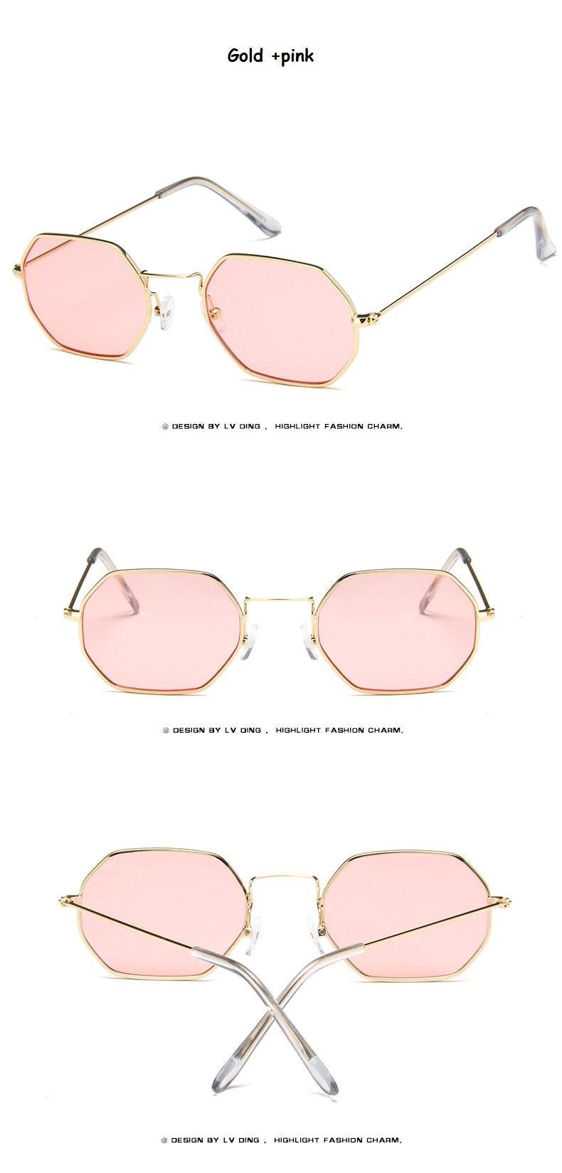 Small Frame Sunglasses For Women Small Square Polarized Sunglasses for Men and Women Polygon Mirrored Retro Shape Metal Design Sun Glasses for Men New Fashionable Ocean Lens