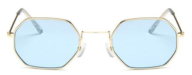 Small Frame Sunglasses For Women Small Square Polarized Sunglasses for Men and Women Polygon Mirrored Retro Shape Metal Design Sun Glasses for Men New Fashionable Ocean Lens