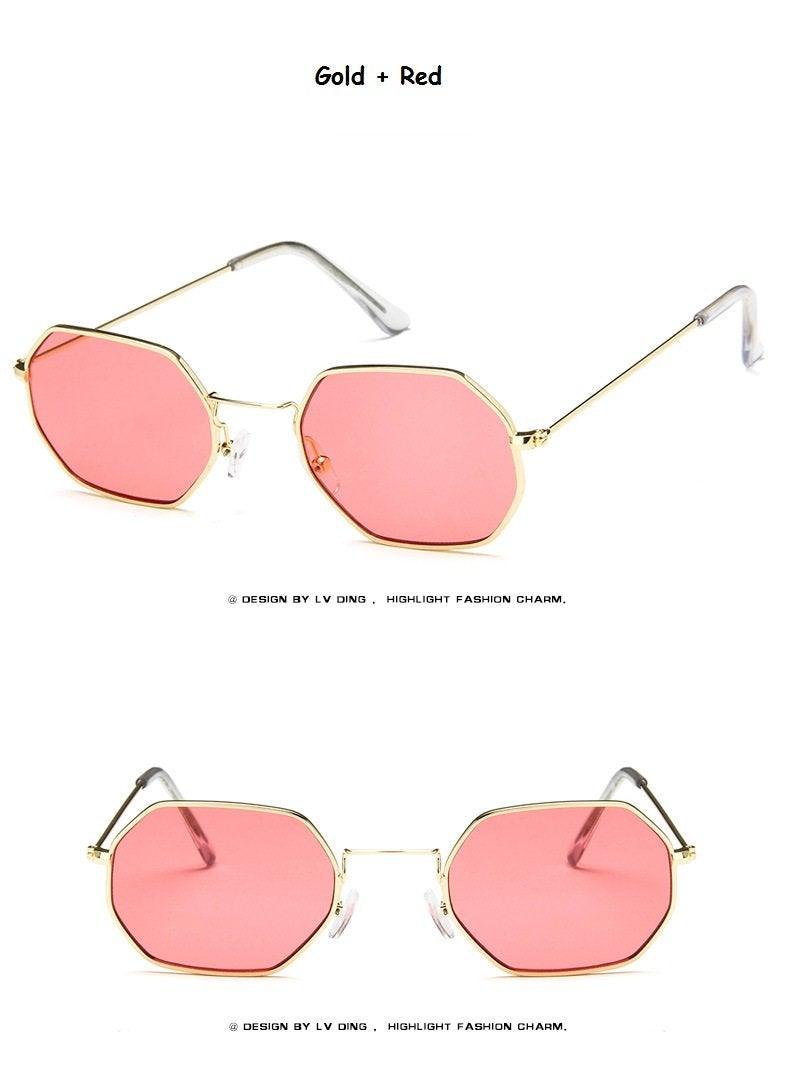 Small Frame Sunglasses For Women Small Square Polarized Sunglasses for Men and Women Polygon Mirrored Retro Shape Metal Design Sun Glasses for Men New Fashionable Ocean Lens