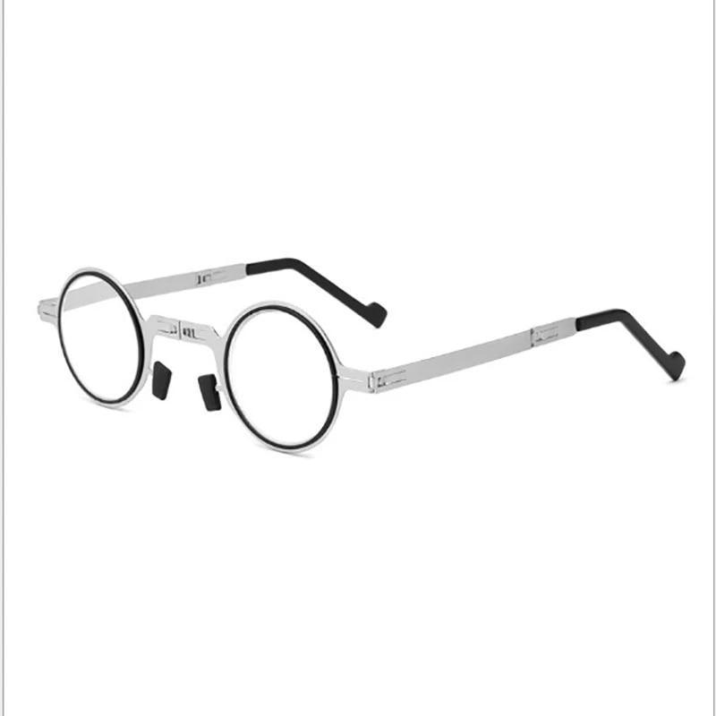 Small Metal Round Folding Reading Glasses Retro Circle Blue Light Computer Grade Glasses Narrow Eyeglasses Frame And Anti Glare Reading Glasses Foldable Computer Reading Glasses For Men  +3.5