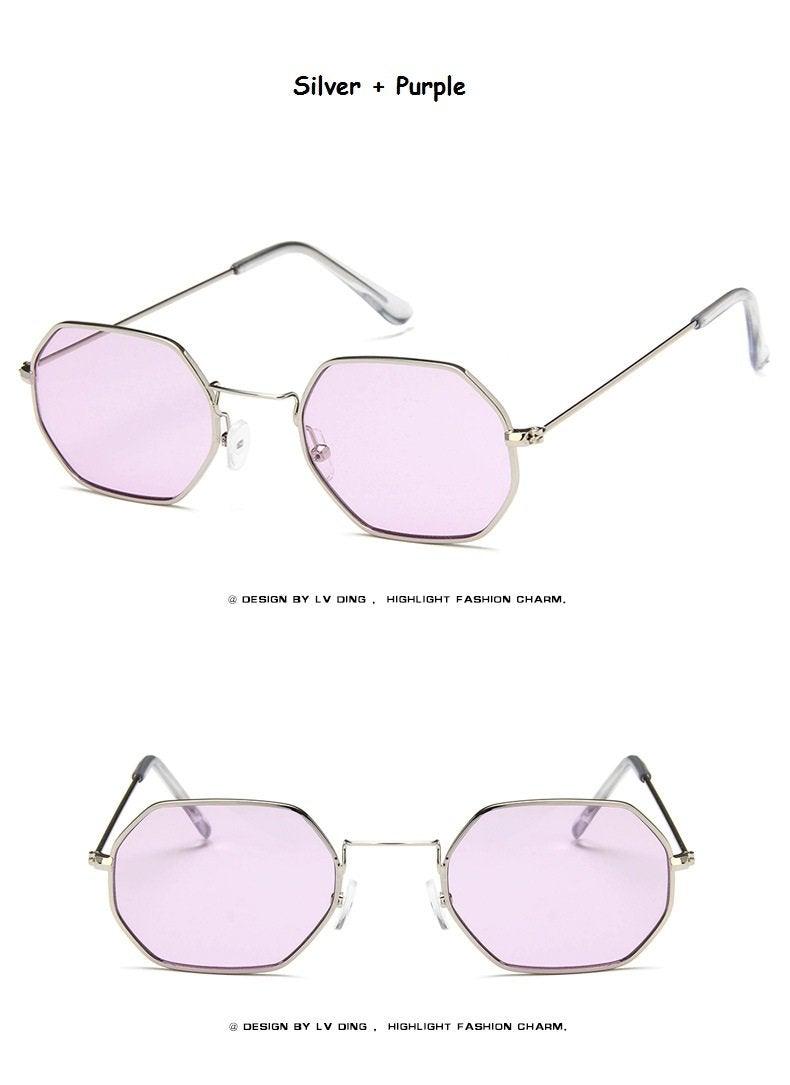 Small Polygon Women Men Sunglasses Delicate Metal Polygon Sunglasses For Women Classic Retro Small Size Frame Women Sunglasses Design Glasses for Men