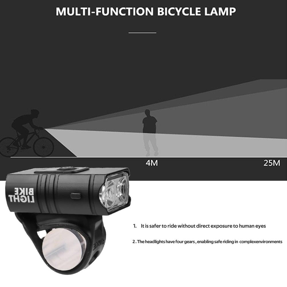 Smart Bicycle Front Light Set USB Rechargeable Front Light LED Headlight Bike Lamp Cycling Flash Light Powerful Rechargeable Bike Light For Night Riding Super Bright Bicycle Headlight For Cycling Road Mountain