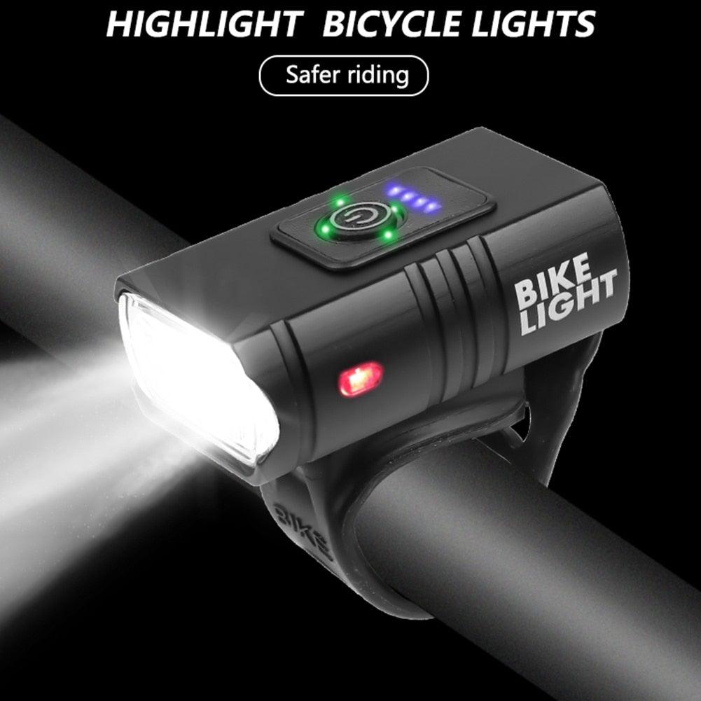 Smart Bicycle Front Light Set USB Rechargeable Front Light LED Headlight Bike Lamp Cycling Flash Light Powerful Rechargeable Bike Light For Night Riding Super Bright Bicycle Headlight For Cycling Road Mountain