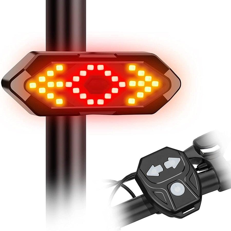 Smart Bike Light Wireless Remote Control Cycling Turning Signal Taillight USB Bicycle Rechargeable Rear Light LED Warning Lamp USB Bicycle Tail Light Wireless Remote Control Back Bike Light For Night Riding Safety Warning Cycling Lights