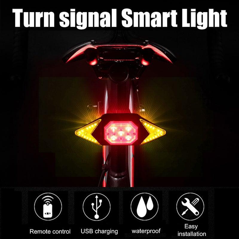 Smart Bike Light Wireless Remote Control Cycling Turning Signal Taillight USB Bicycle Rechargeable Rear Light Turn Signals With Wireless Remote Rechargeable Safety Warning Cycling Light Fits On Any Bicycle