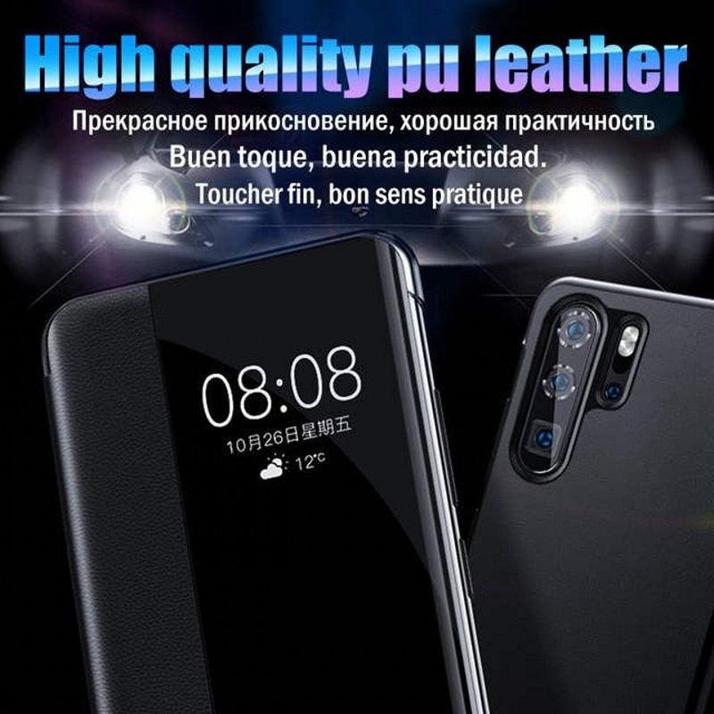 Smart Case For Xiaomi Redmi 9 8 9A 9C 8A Cover Flip Leather Window View Cases For Xiaomi MI Note 10 9 Lite Redmi Note 9 Pro 9s Luxury Slim View Window Leather Phone Case Protective Cover for Xiaomi