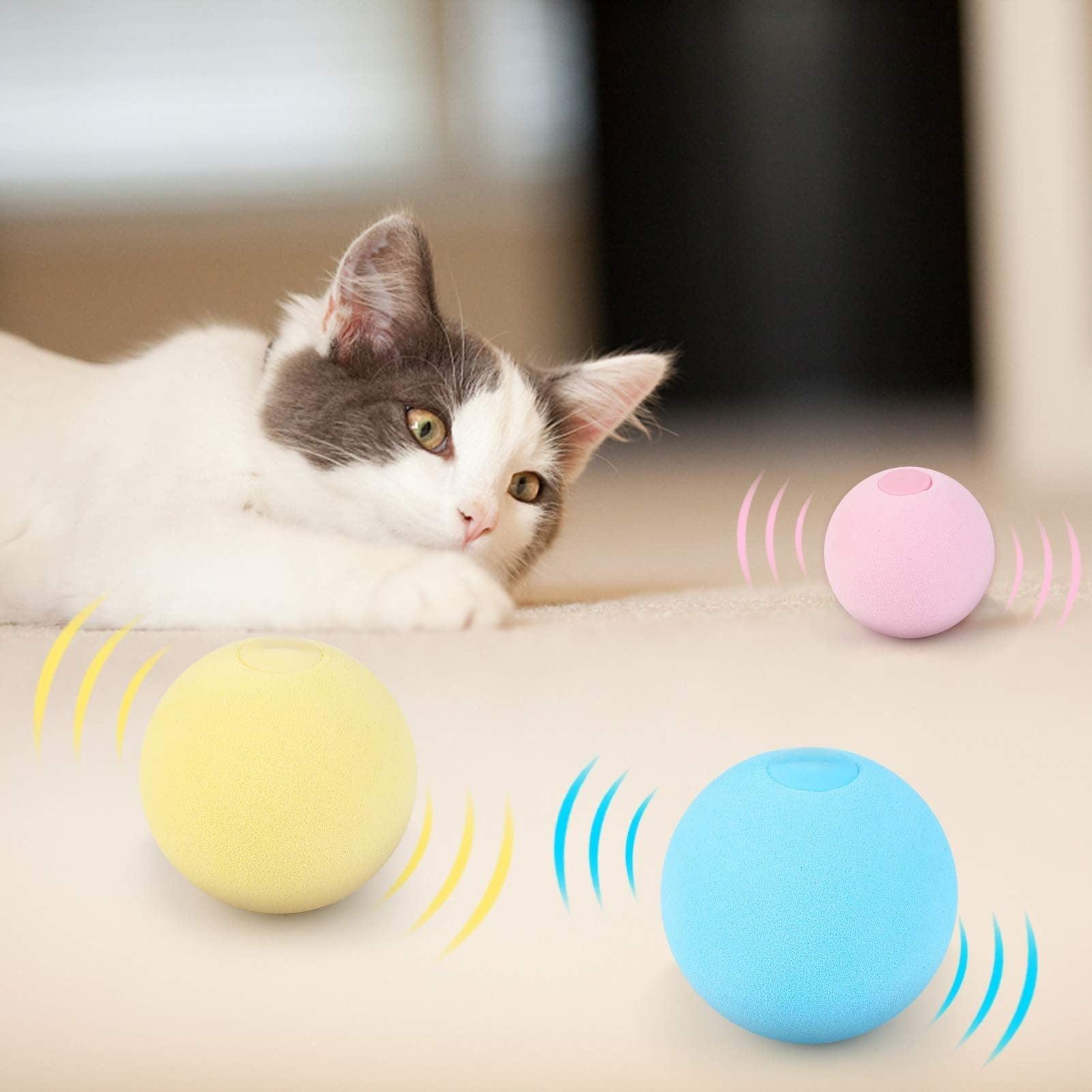 Smart Cat Toys Ball Catnip Cat Training Toy Pet Playing Ball Pet Products Toy for Cats Interactive Chirping Balls Cat Kicker Toys Fun Catnip Toys for Cat Exercise