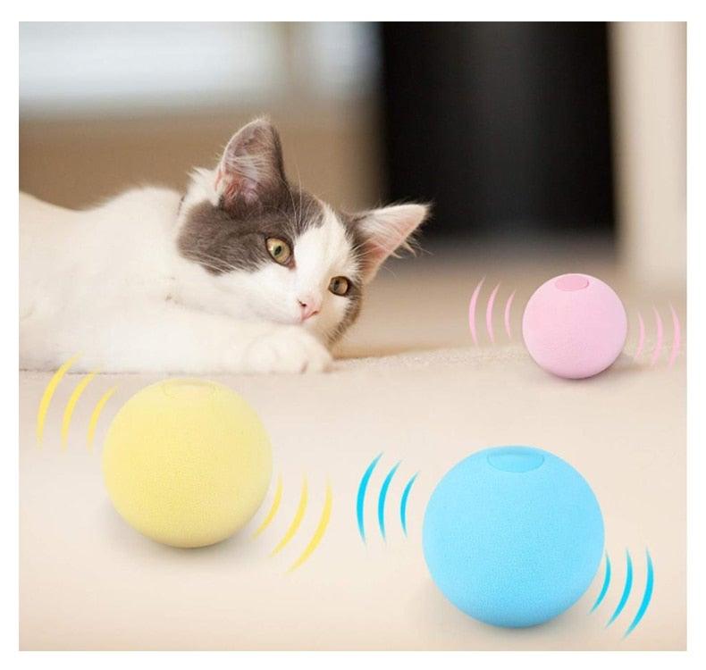 Smart Cat Toys Interactive Ball with Catnip Cat Training Squeaky Fidget Toys Cats Products for Pets Fluffy Plush Cat Ball Toys Interactive Chirping Balls Cat Kicker Toy Animal Chirping Sounds Fun Catnip Toys for Cat Exercise