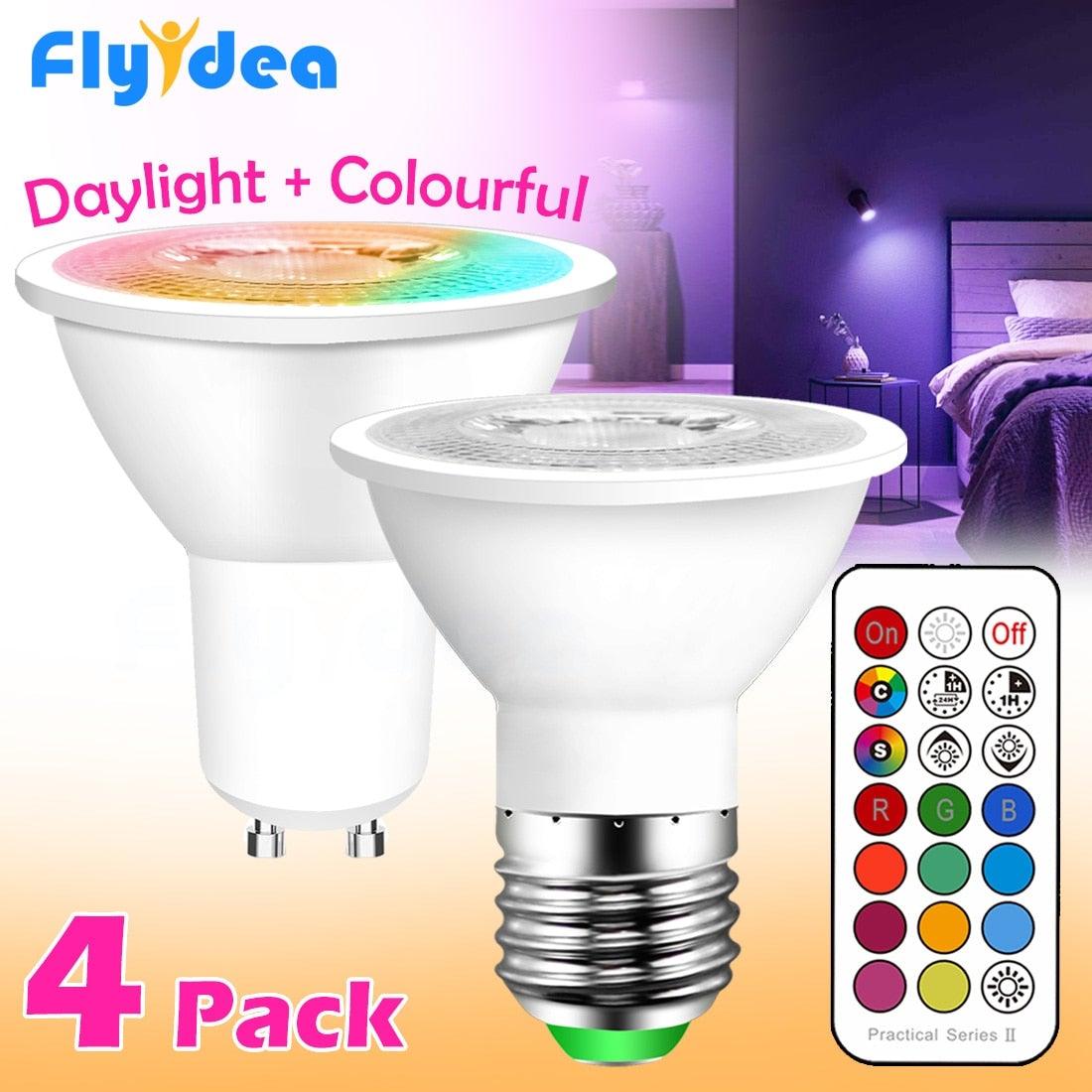 Smart For Home LED Light Bulb E27 E14 GU10 B22 220V 110V  Spot Magic Changeable Lamp Lampada+IR Control Decoration RGB White  Compatible with Alexa Google Home, RGBCW Smart GU10 Bulb, WiFi Smart LED Spot Light Bulb Indoor Decoration