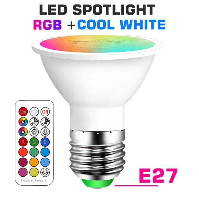 Smart For Home LED Light Bulb E27 E14 GU10 B22 220V 110V  Spot Magic Changeable Lamp Lampada+IR Control Decoration RGB White  Compatible with Alexa Google Home, RGBCW Smart GU10 Bulb, WiFi Smart LED Spot Light Bulb Indoor Decoration