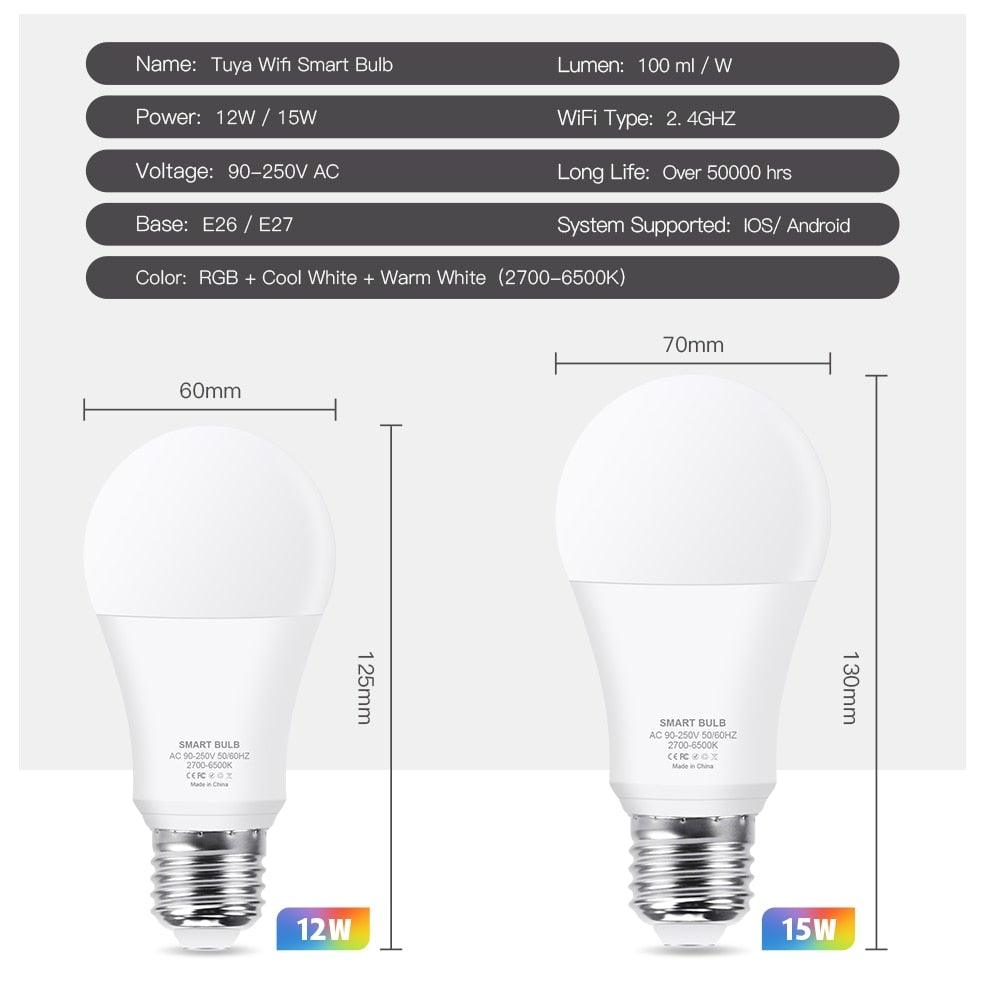 Smart Light Bulb E27 LED Lamp RGB+White+Warm White Work With Alexa Google Home Dimmable Timer Function RGB LED Bulb Bulb-Timer  Sunrise  Sunset Dimmable Multicolo Warm White No Hub Required Compatible With Alexa Google Home Assistant