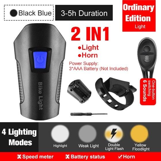 Smart Waterproof Bicycle Light USB Rechargeable Bike Front Light Flashlight With Bike Computer LCD Speedometer Waterproof Bicycles Light And Odometer Horn For Safe Cycling 4 Modes Fits For All Mountain Road Bikes