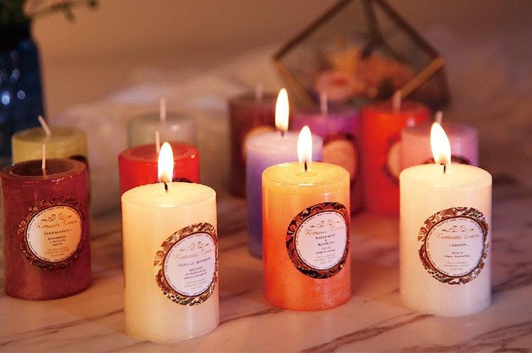 Smokeless Soy Wax Scented Candles Scented Pillar Candles Dripless Clean Burning Smokeless Dinner Candle For Wedding Party Restaurants Home Candles Church Wedding Birthday Holiday Scented Buddhist Creative Candles