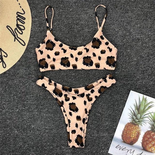 Snakeskin Bikini Women Swimwear Leopard Bikinis Swim Suit Push Up Swimsuit  Women's Bikini Scoop Neck Straps Cutout Crop Top with Cheeky Bottom Two Piece Swimsuits Female Beachwear Swimming Bikini Women