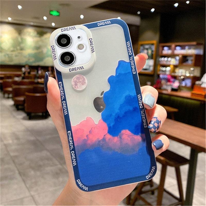 Snow Mountain Sunset Phone Case For iPhone 13 12 Mini 11 Pro Max  Snow Mountain Moon Night Lovely Phone Case Soft Shockproof Camera Lens Protective Cute Case Soft Shockproof Bumper Clear Back Cover