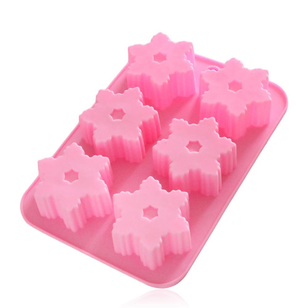 Snowflake Chocolate Mold Soap Silicone Ice Tray Cake  Christmas Mould 6 Cavities Baking Pastry Tools Silicone Snowflake Molds Cake Pans Cookie Trays Handmade Soap Making Mould