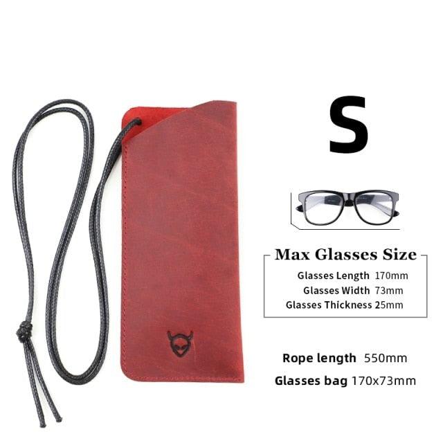 Soft Genuine Leather Reading Glasses Bag Handmade Eye Glasses Pouch Sunglasses Simple Eyewear Storage Bags Artificial Leather Slim Travel Sunglasses Case Holder