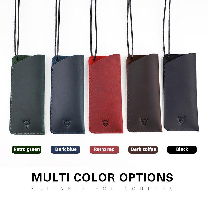 Soft Genuine Leather Reading Glasses Bag Handmade Eye Glasses Pouch Sunglasses Simple Eyewear Storage Bags Artificial Leather Slim Travel Sunglasses Case Holder