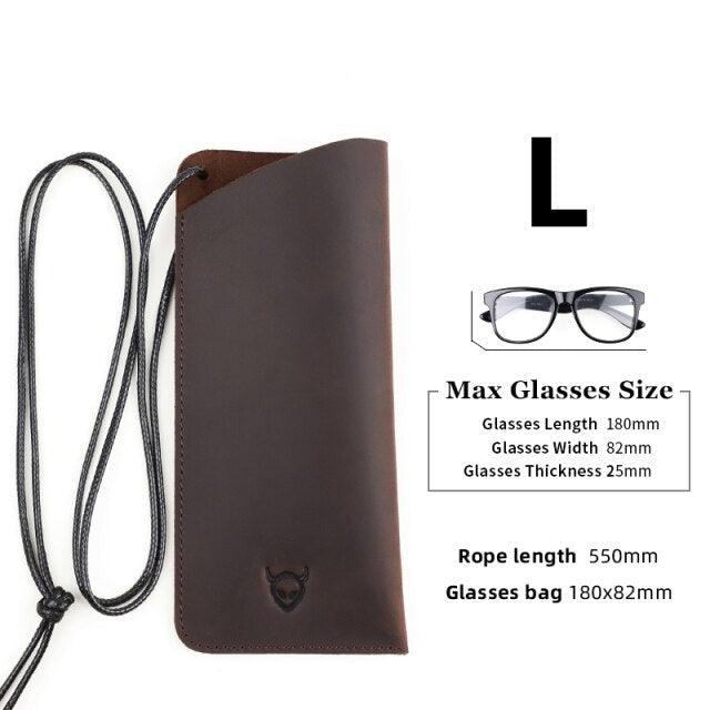 Soft Genuine Leather Reading Glasses Bag Handmade Eye Glasses Pouch Sunglasses Simple Eyewear Storage Bags Artificial Leather Slim Travel Sunglasses Case Holder