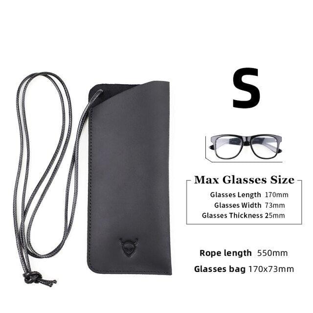 Soft Genuine Leather Reading Glasses Bag Handmade Eye Glasses Pouch Sunglasses Simple Eyewear Storage Bags Artificial Leather Slim Travel Sunglasses Case Holder