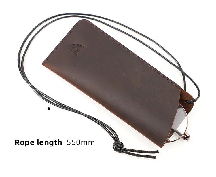 Soft Genuine Leather Reading Glasses Bag Handmade Eye Glasses Pouch Sunglasses Simple Eyewear Storage Bags Artificial Leather Slim Travel Sunglasses Case Holder