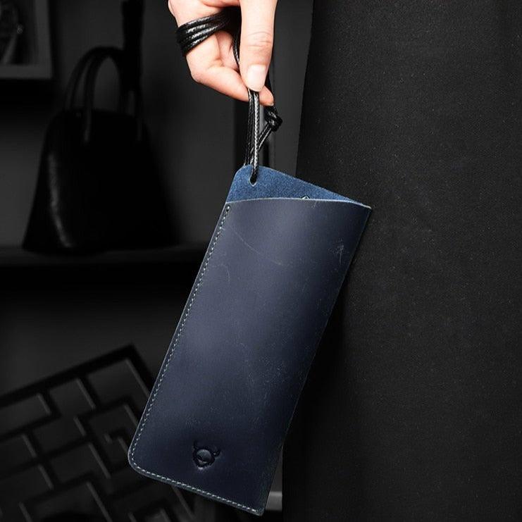 Soft Genuine Leather Reading Glasses Bag Handmade Eye Glasses Pouch Sunglasses Simple Eyewear Storage Bags Artificial Leather Slim Travel Sunglasses Case Holder