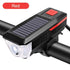 Solar Charging Bicycle Light LED Road Mountain Bike Front Light Waterproof Bicycle Bell Light Rechargeable Headlight Horn Solar Powered USB 3 Mode Bicycle Headlight Combinations Front Light And Bell For Cycling Riding