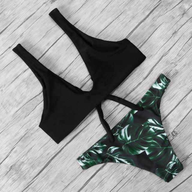 Solid Bikini Set Swimsuit Women Bikini Swimwear Female Halter Top Bathing Suit Swimming Wear Bikini High Cut Swimsuit High Waist Plus Size Summer Swimwear